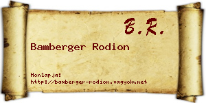 Bamberger Rodion névjegykártya